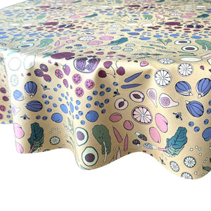 Splash Fabric Tablecloth: 70" Round, Dijon