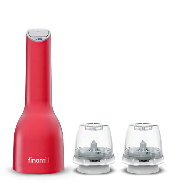 FinaMill Rechargeable Grinder with 2 FinaPod Pro Plus Pods: Sangria Red