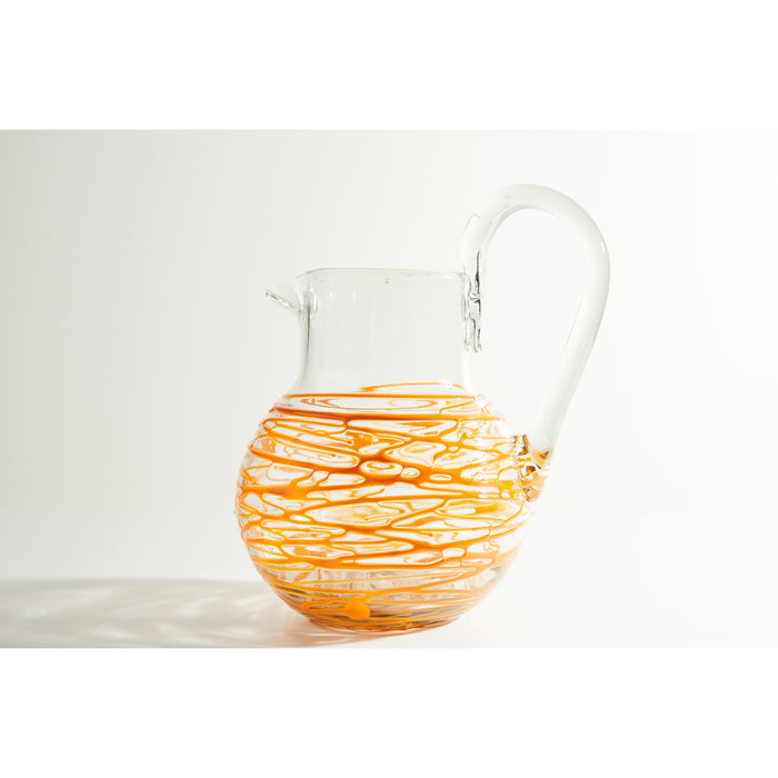 Verve Culture Handblown Glass Pitcher-Orange Swirl