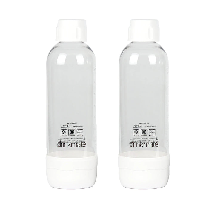 DrinkMate Carbonation Bottles (Set of 2): 1 Liter, White