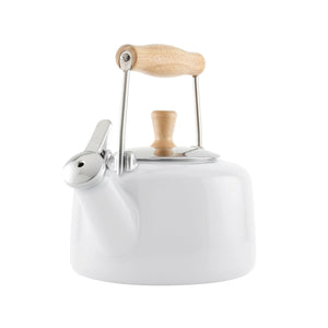 Chantal Sven Teakettle with Natural Wood Handle: White