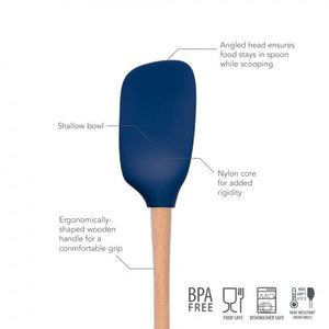 Tovolo Flex-Core Wood Handle Spoonula: Deep Indigo
