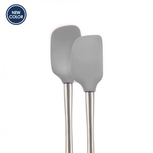 Tovolo Flex-Core Stainless Steel Handled Mini Spatula & Spoonula Set - Oyster Gray