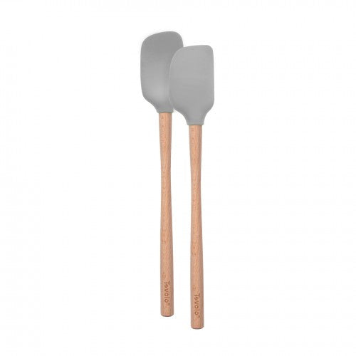 Tovolo Flex-Core Wood Handle Mini Spatula & Spoonula (Set of 2): Oyster Gray