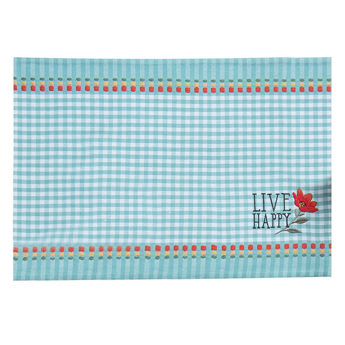 Kay Dee Designs Placemat: Blooming Thoughts Gingham, Embroidered