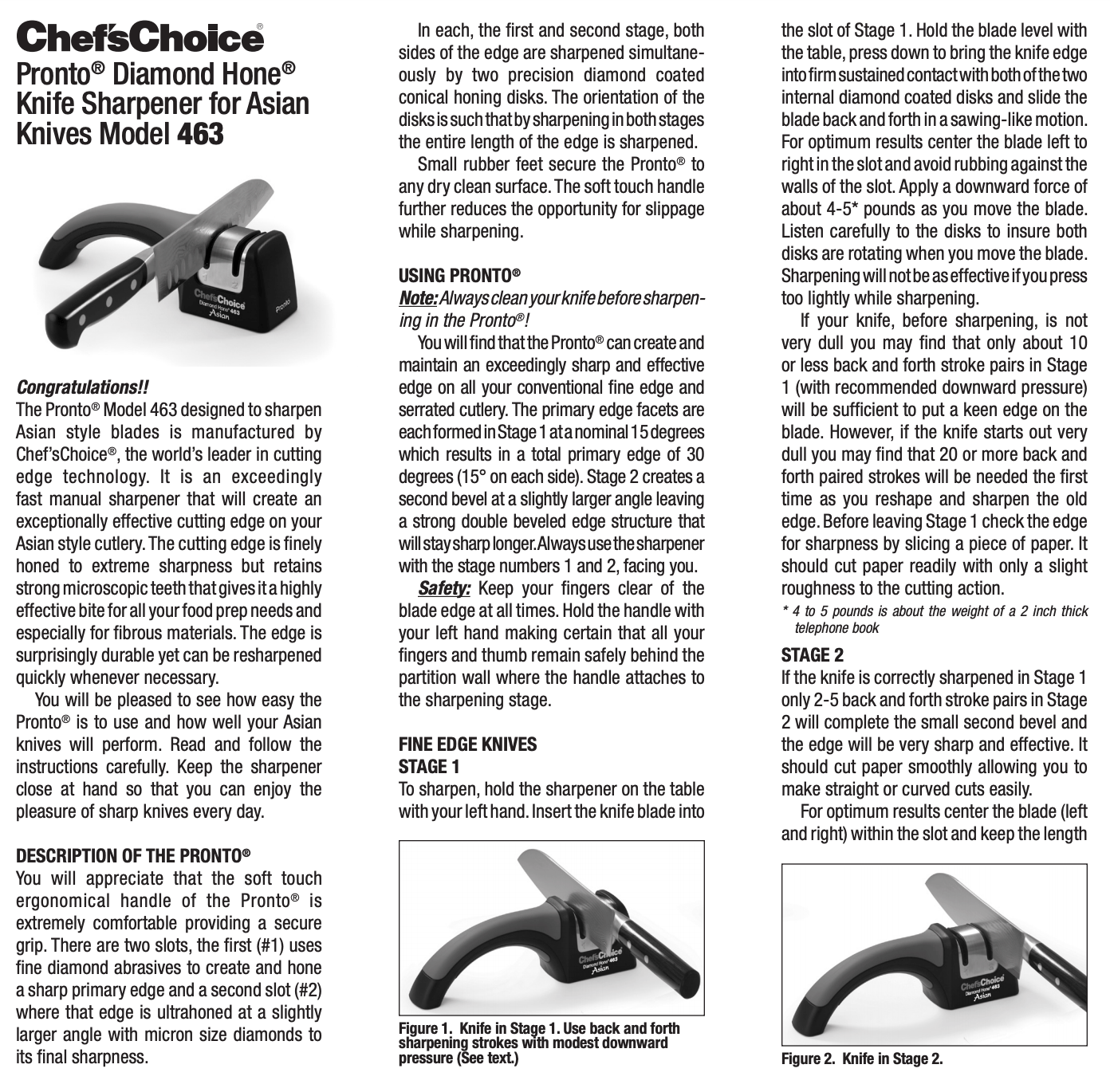 Chef's Choice Pronto Manual Sharpener Model 463 (15 deg) – Zest