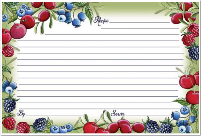 Posies and Such Recipe Cards (4" x 6"): Berries