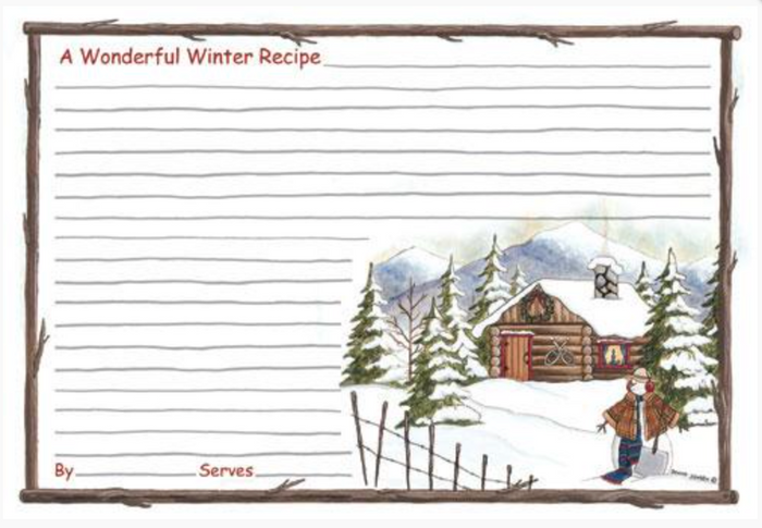Posies and Such Recipe Cards (4" x 6"): Snowy Cabin