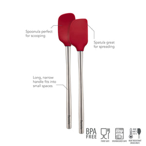 Tovolo Flex-Core Stainless Steel Handle Mini Spatula & Spoonula (Set of 2): Cayenne