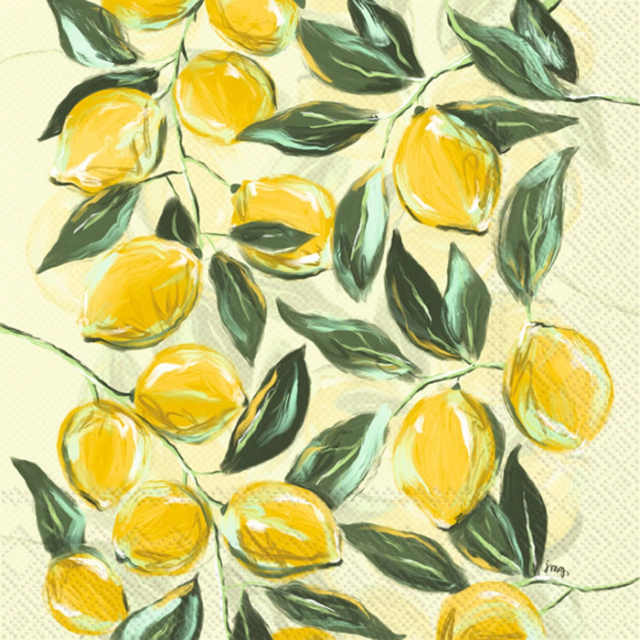 Boston International Cocktail Napkins: Painterly Lemons