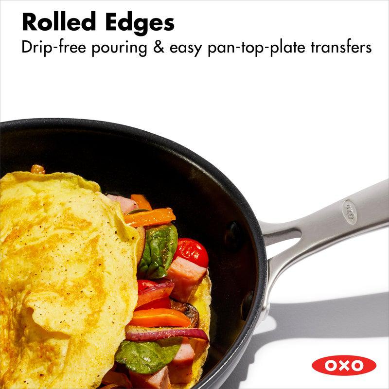OXO Good Grips Pro 8-inch Frying Pan Skillet, 3-Layered Nonstick Coating,  Dishwasher / Oven Safe, Stainless Steel Handle
