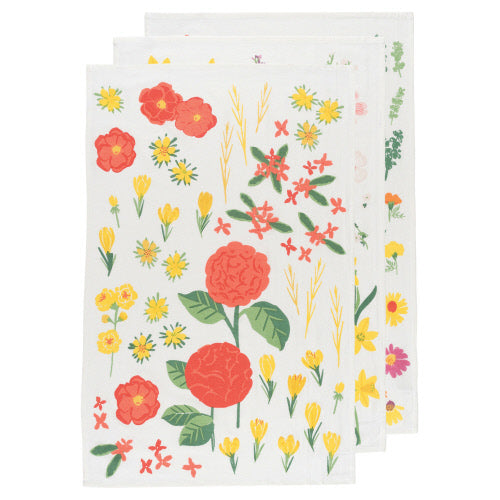 Now Designs Set of 3 Flowers of The Month Floursack Towels