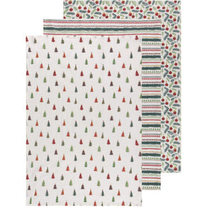 NOW Designs Floursack Towels (Set of 3): Baker's, Merry & Bright