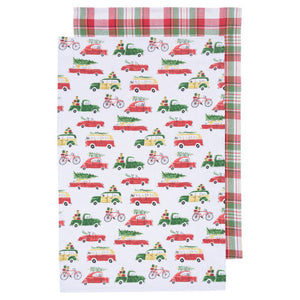 NOW Designs Dishtowels (Set of 2): Holiday Cars