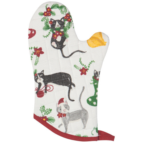 NOW Designs Oven Mitt: Meowy Christmas